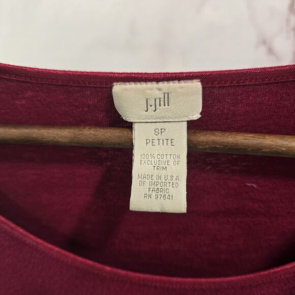 J Jill Shirt Womens Small P Petite True Red Long Sleeve Pullover Scoop Neck - Picture 3 of 9